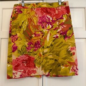 J. Crew Floral Skirt in Pink and Yellow